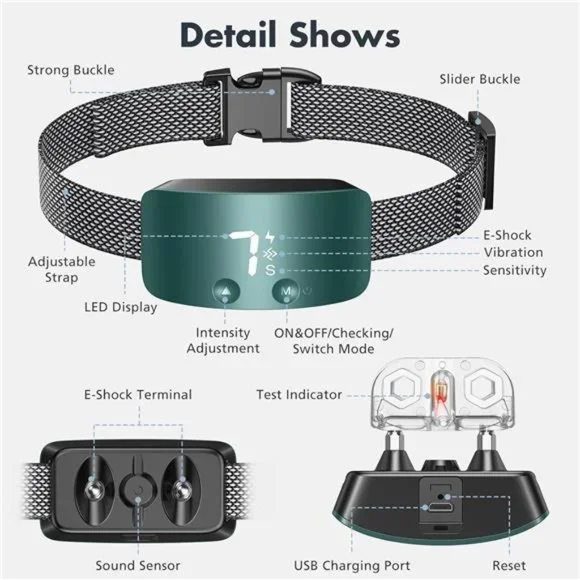 Small Dog Bark Collar No Shock Anti Bark Collar For Dogs - Rechargeable, 7  Sensitivity Levels, Beep & Vibration Modes For Small Medium Dogs Vibration  Bark Collar